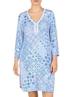Ellen Tracy Printed Three-quarter Sleeve Tunic