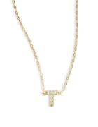 Nadri Sterling Silver T Initial Necklace