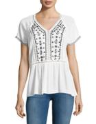 Lord & Taylor Embroidered Peplum Top