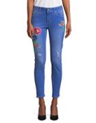 Rafaella Distressed Floral Embroidered Skinny Jeans