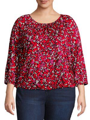 Michael Michael Kors Plus Pleated Woodland Leaf Top
