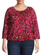 Michael Michael Kors Plus Pleated Woodland Leaf Top