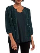 Nic+zoe Rhinestone Faux Fur Cardigan