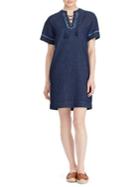 Lauren Ralph Lauren Lace-up Denim Shift Dress