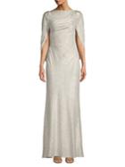 Adrianna Papell Metallic Pleated Gown