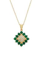 Lord & Taylor 14k Yellow Gold, Emerald & Diamond Pendant Necklace