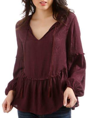 Lucky Brand Jacquard Peasant Top