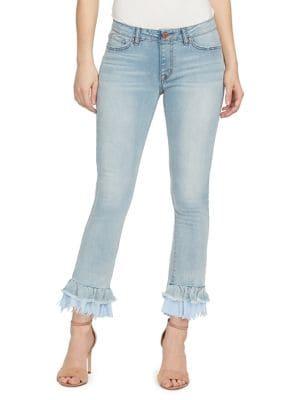 William Rast Ruffle Skinny Ankle Jeans