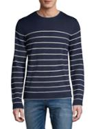 Black Brown Breton Stripe Merino Wool Crewneck Sweater