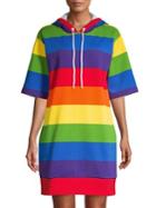 Michael Michael Kors Rainbow Striped Drawstring Shirt Dress