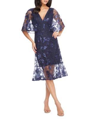 Dress The Population Roseanne Cape-sleeve Dress