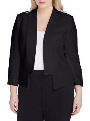 Tahari Arthur S. Levine Plus Step Hem Open Front Jacket