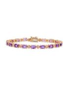 Sonatina Sterling Silver, Diamond & Amethyst Tennis Bracelet