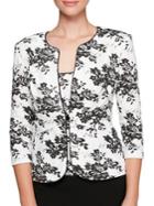 Alex Evenings Plus 2-in-1 Printed Quarter-sleeve Jacket And Tank Top