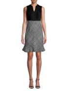 Karl Lagerfeld Paris Plaid Ruffled Twofer Sheath Dress