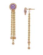 Lord & Taylor Amethyst And 14k Yellow Gold Drop Earrings
