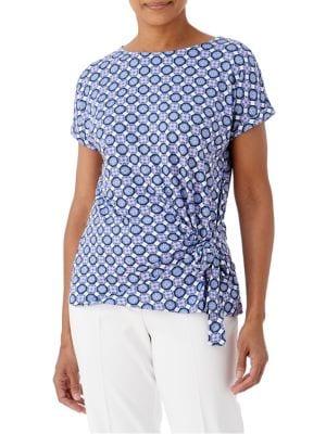 Olsen Santorini Geo-print Side-tie Top