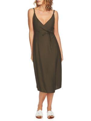 1.state Spaghetti Strap Wrap Front Midi Dress