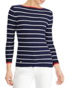 Lauren Ralph Lauren Striped Three-quarter Sleeve Sweater