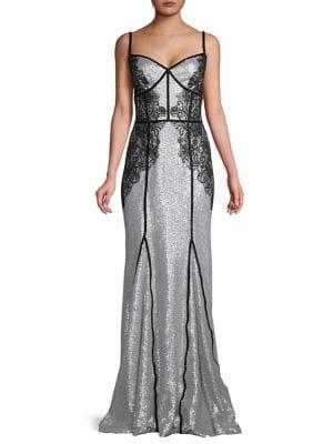 Tadashi Shoji Lace & Sequined Gown