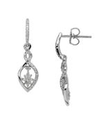 Lord & Taylor Diamond And Sterling Silver Twist Drop Earrings