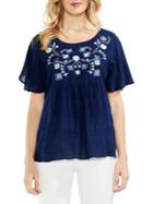 Vince Camuto Embroidered Floral Crinkle Top