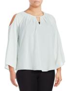 Melissa Mccarthy Seven7 Pleated Cold-shoulder Top