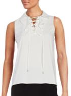 Karl Lagerfeld Paris Ruffled Lace-up Top