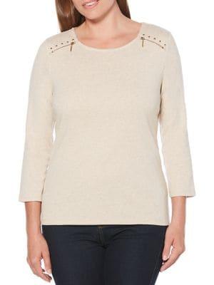 Rafaella Petites Three-quarter-sleeve Cotton Top
