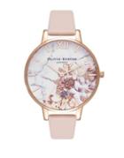 Olivia Burton Marble Floral Leather-strap Watch