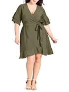 City Chic Plus Flounce Sleeve Dress