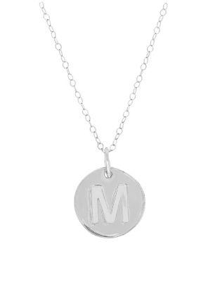 Lord & Taylor 14k White Gold M Round Pendant Necklace