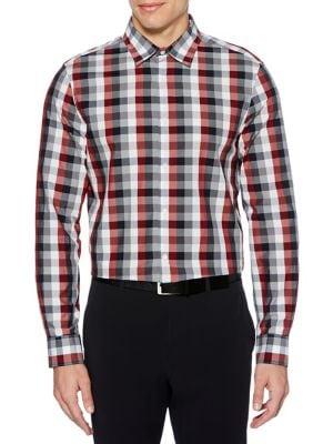 Perry Ellis Multicolor Check-print Long-sleeve Shirt