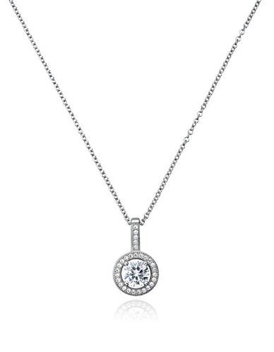 Crislu Platinum Sterling Silver And Cubic Zirconia Pendant Necklace