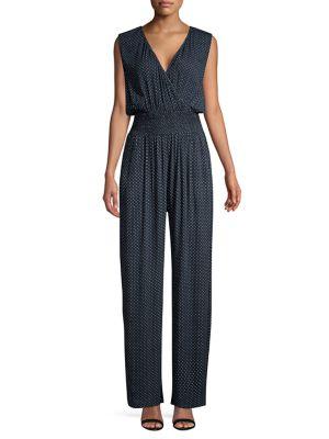 Design Lab Polka Dot Smocked Jumpsuit