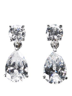 Crislu Classic Sterling Silver Pear Drop Earrings