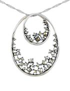 Lord & Taylor Marcasite Double Oval Pendant Necklace
