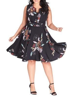 City Chic Plus Etch Bouquet A-line Dress