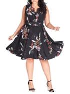 City Chic Plus Etch Bouquet A-line Dress