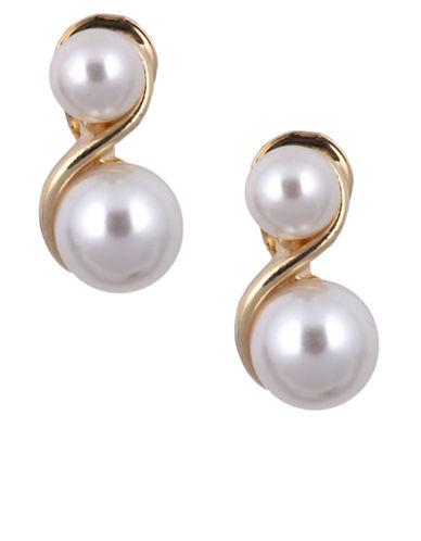 Anne Klein Goldtone And Double Pearl Earrings