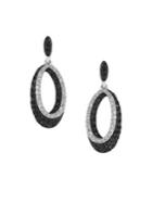 Effy Caviar Black And White Diamond 14k White Gold Drop Earrings, 0.95 Tcw