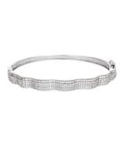 Lord & Taylor Sterling Silver And Cubic Zirconia Wavy Bangle Bracelet