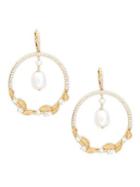 Nadri 18k Goldplated & Mixed Pearls Orbital Hoop Earrings