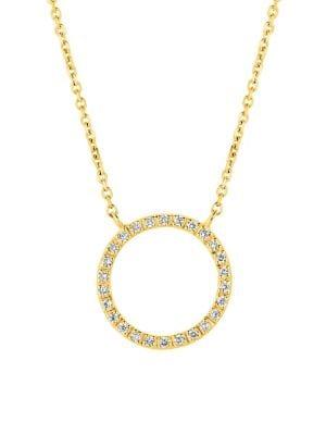 Morris & David 14k Yellow Gold & Diamond Circle Pendant Necklace