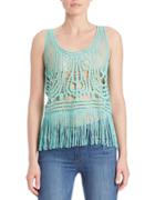 California Moonrise Fringed Crocheted Lace Tank Top