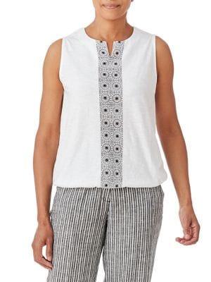 Olsen Glam Safari Sleeveless Embroidered Top