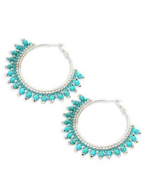 Design Lab Lord & Taylor Turquoise Beaded Hoop Earrings