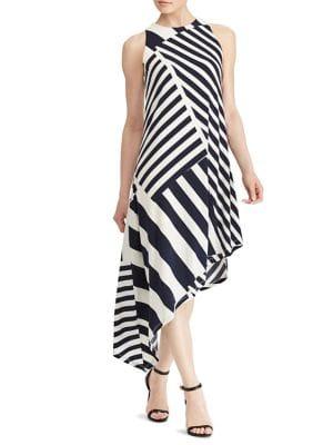 Lauren Ralph Lauren Striped Asymmetrical Jersey Dress