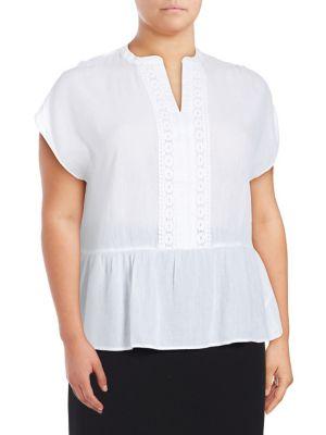 Lord & Taylor Plus Crochet Peplum Top