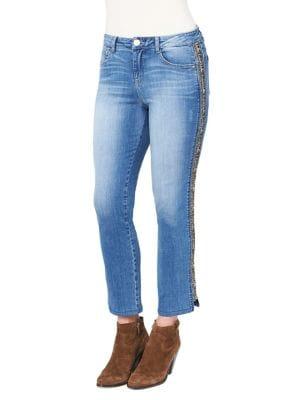 Democracy Slit-cuff Leopard Jeans